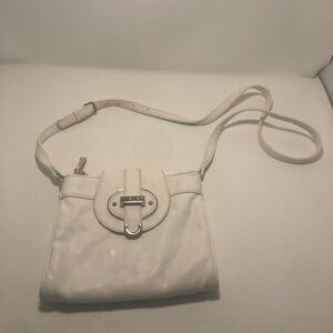 Nine West White Crossbody Bag with Buckle Accent